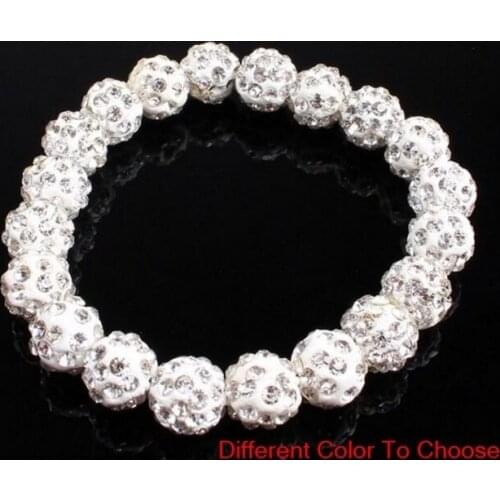10mm 3pcs/lot mixed white multicolor n3533 Elastic line Crystal Clay Disco Ball bead Bracelets men women Gift jewelry