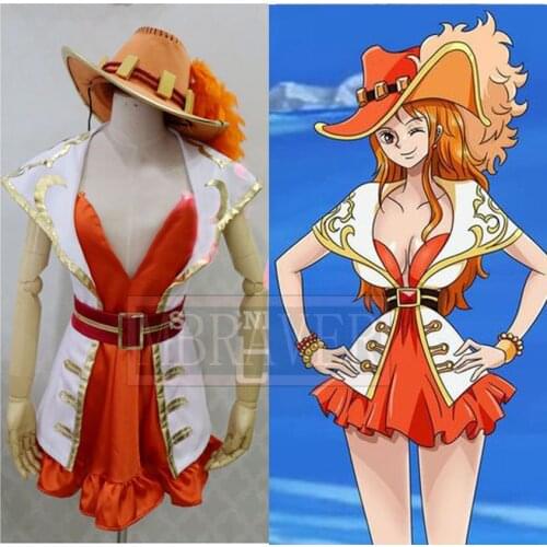 One Piece 15th Anniversary Nami Cosplay Costume Full Set With Hat Custom Made