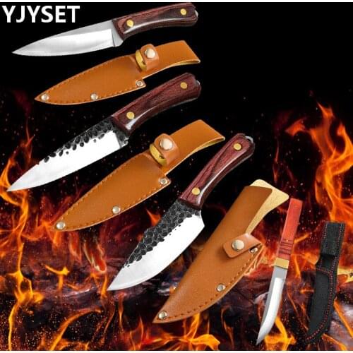 Stainless Steel Pocket Knife Forged Fishing Boning Knife Kitchen Meat Fish Sushi Knife Fruit Vegetables Cutting Knife Sleeves