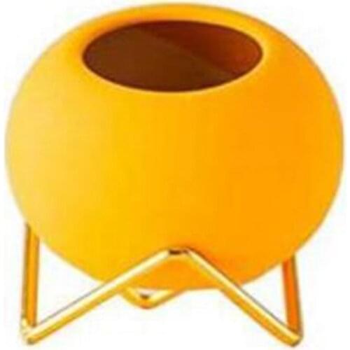 Ceramic Flower Pots and Planters with Gold Metal Stand 4 Inch Coloful Cactus Succulents Potted Indoor Planter Pot Gift