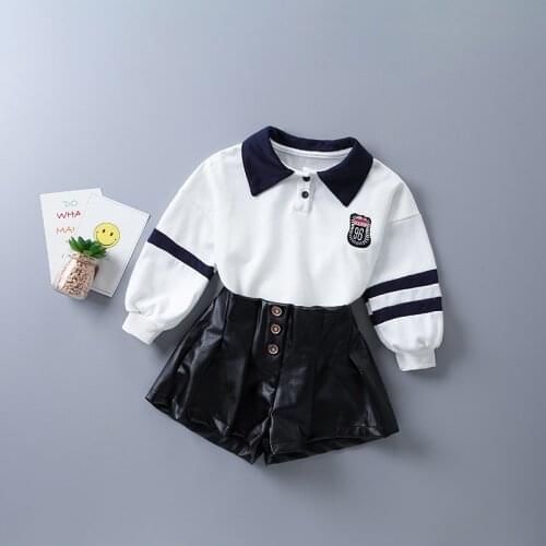 2-7 years high quality girl clothing set 2020 new autumn fashion active casual shirt + leather pant kid children clothing