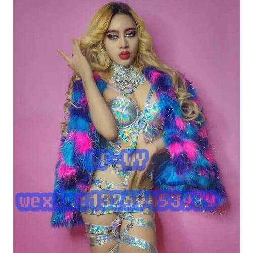 Bar and nightclub singer pole dancing jazz dance costumes DJ sexy bind many color maomao is suitable for the garment stage