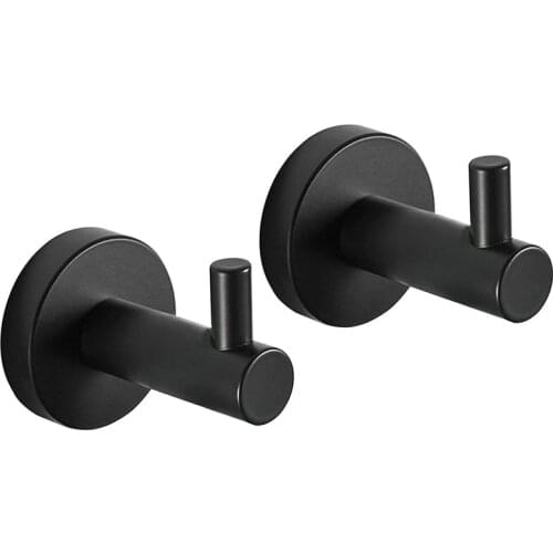Towel Hook, Bathroom Towel Hooks, Black Coat Hooks, Bathroom Hardware Accessories, Matte Towel/Closet Hook, 2 Pieces