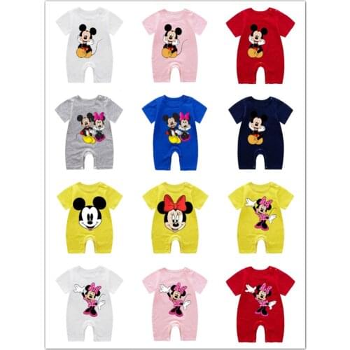 Summer Newborn Baby Romper Cartoon Mickey Minnie Print Baby Boy Girl Jumpsuit Roupas Bebes Infant Clothes Toddler Costume Outfit