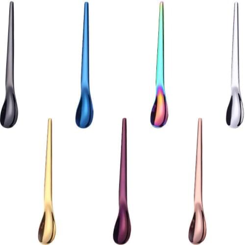 2PCS 304 Stainless Steel Stirring Spoon Titanium-plated Coffee Ice Cream Dessert Spoon Japanese Small Spoons Kitchen Tool