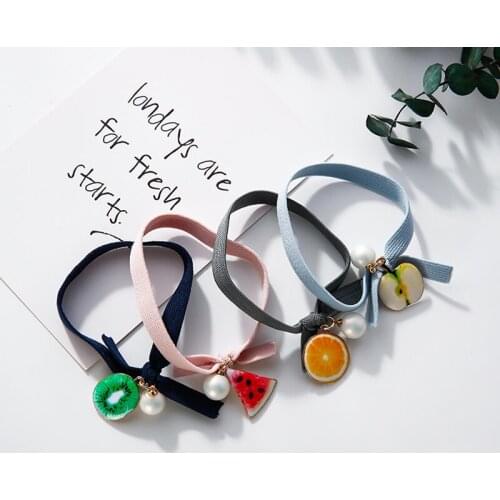Cute Fruit Hair Bands Apple Watermelon Kiwi Headband Pearl Elastic Rubber Band Bowknot Headwear Hair Accessories For Women Girls