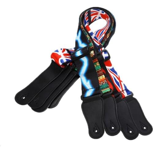 Multi-Color Guitar Straps with PU Leather Ends Adjustable Guitar Belts for Acoustic Electric Guitar Musical Instrument