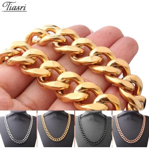 Tiasri 13mm Gothic Style Mens Necklace Bracelet Cubas Link Chain High Quality Stainless Steel Choker Hip Hop Collar Wholesale