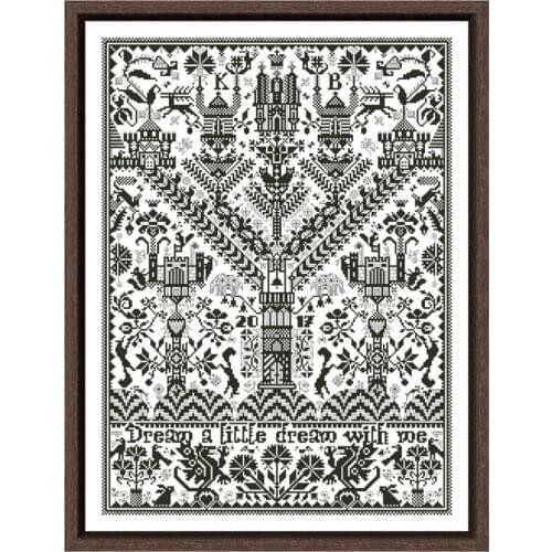 Dream a little dream with me cross stitch kit simple pattern 18ct 14ct 11ct white fabric cloth cotton silk thread embroidery DIY