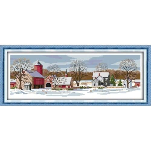 Everlasting Love Northern Scenery Chinese Cross Stitch Kits Ecological Cotton Printed 11 14CT DIY Christmas Decorations For Home