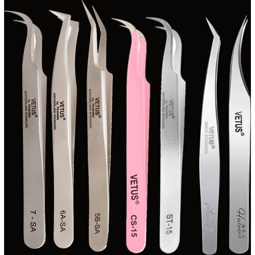 VETUS Eyelash Tweezers Non-magnetic Lash Tweezers For Eyelash Extension Stainless Steel Eyelashes Tweezer Professional Tool