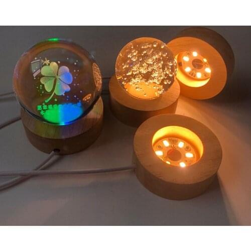 Wood Light Base Rechargeable Remote Control Wooden LED Light Rotating Display Stand Lamp Holder Lamp Base Art Ornament New