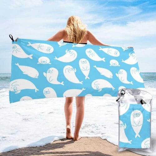Bath Towel Walrus Sea Lion Bear Polar Bear Quick Dry Towel Thin Absorbent Towel for Home Travel Camping Swimming Beach Sport
