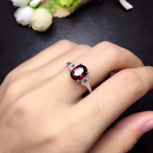 Simple and exquisite, natural garnet ring, 925 silver, womens exclusive gem, look for natural gem shop