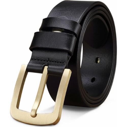 Fashion Belts for Men Luxury Brand Strap High Quality Genuine Leather Vintage Golden Pin Buckle Business Male Cowboy Waist Belt