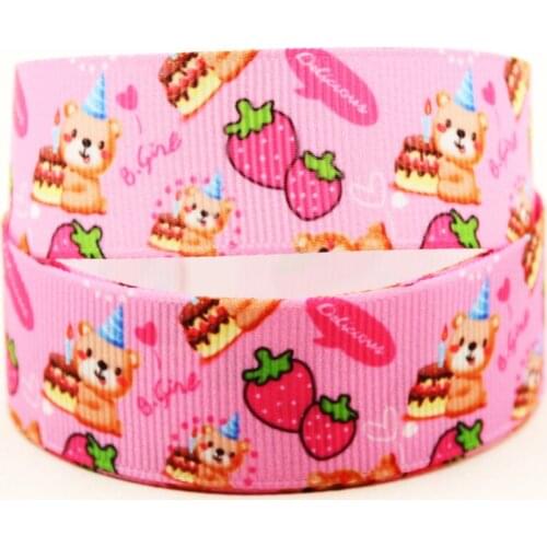 22mm 25mm 38mm 75mm Bear cartoon printed Grosgrain Ribbon party decoration 10 Yards X-04386