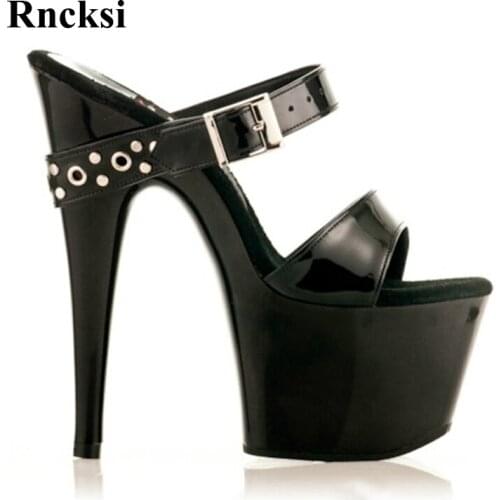 Rncksi Classic Women Platform Open Toe Cool Shoes 17cm High-Heeled Shoes Sexy Girl Night Club Pole Dance Party Slippers
