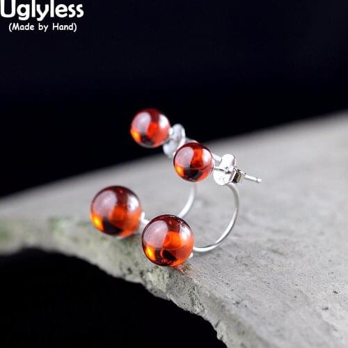 Uglyless Dual-wear Red Zircons Pearls Stud Earrings Detachable 6MM MINI Studs 925 Silver Earrings Lovely Girl Students Jewelry