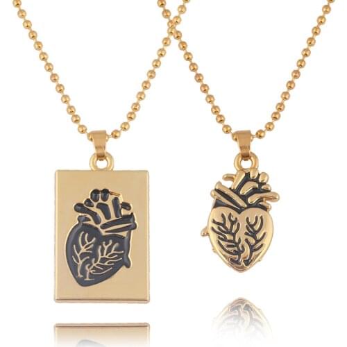 SG 20PCS Of Lovers Fashion Jewelry Anatomical Heart Necklaces Stainless Steel Chain Couple Collares Women Valentine Day Gift