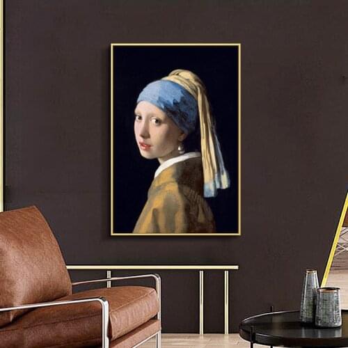 Modern Canvas Painting Wall Art Het meisje met de parel Classic Figure Portrait Posters and Prints Girl Room Picture Decoration