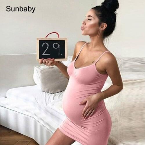 SUNbaby maternity dresses cotton solid-colored knit strapless stretch maternity lactation dress pregnancy dress Q0406