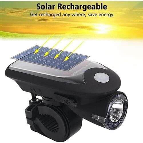 New USB Rechargeable Solar Power LED Bike front Light MTB Bicycle Headlight Lamp Solar Energy Rear Light Taillight