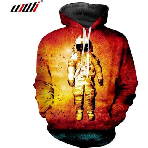 UJWI 3D Hoody Printed Flame moon Cosmonaut Leisure Plus Size 5XL Tops Tees Male Hoodies Sweatshirts Pullover Man Fashion