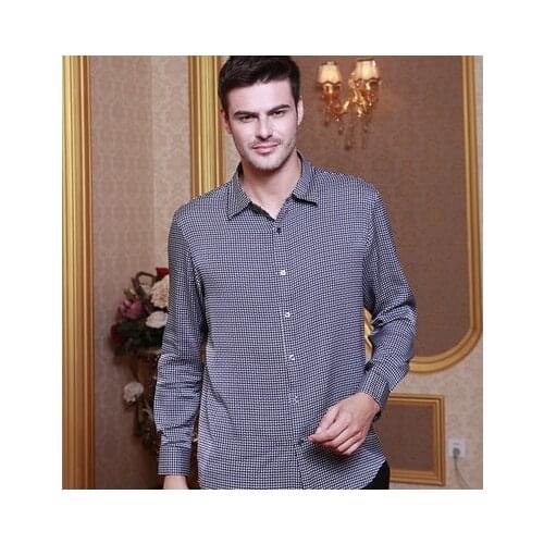 High-grade mens silk shirt with long sleeves hangzhou high-grade 100% authentic mulberry silk shirt in silk satin blockbuster