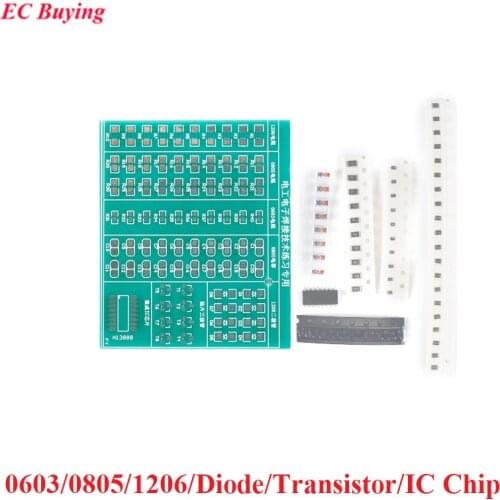 0603/0805/1206/Diode/Transistor/IC Chip Package SMT SMD Component Soldering Welding Training PCB Practice Board DIY Kit