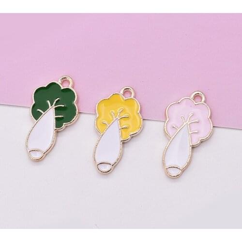 10pcs/Lot Cabbage Diy Design for Jewelry Making Earring Bracelet or Necklace Handmade Enamel Charms