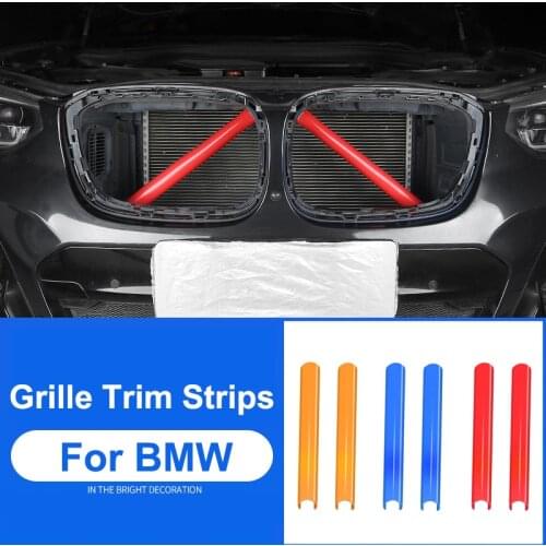 2Pcs Car Strip Sticker Cover Frame Front Grille Trim Strips Accessories For BMW G30 G38 G01 G02 G05 G32 G07 5/6 Series X3 X4 X5