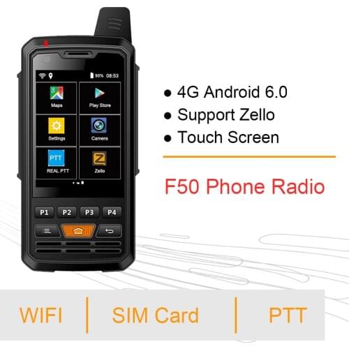 4G F50 Network Radio Zello Walkie Talkie Android 6.0 PTT Moblie Phone with Touch Screen