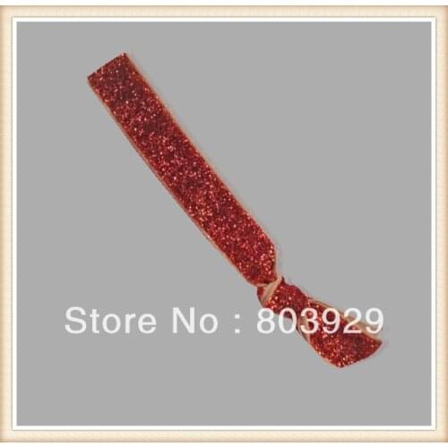 5/8" Elastic Orange Glitter Ribbon Hair Ties