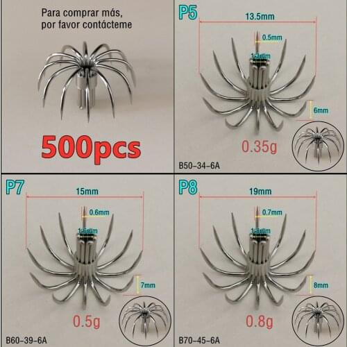 500pcs P5 P7 P8 LU Stainless steel small squid hooks Umbrella Crown fishing fishhook Spain Chile bait accessories Jig pesca Tool