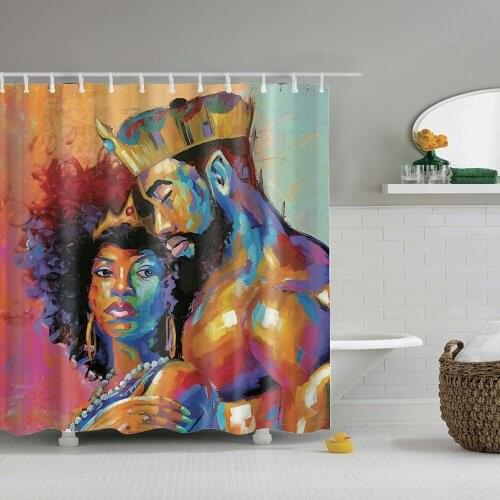 Dafield African Bathroom Shower Curtain King Queen Lovers Decor American Fabric Waterproof