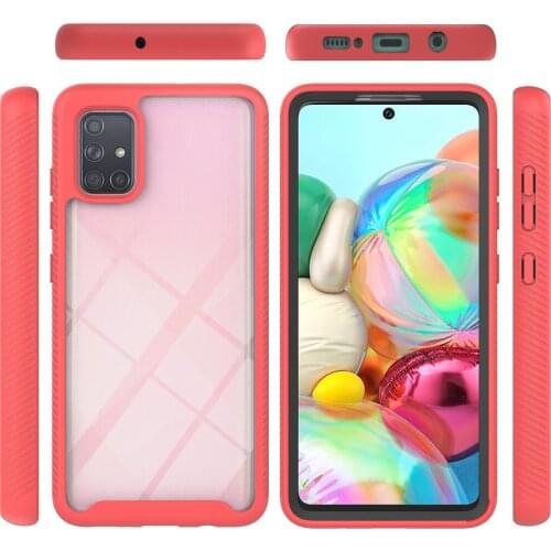 Shock Absorption Bumper + Rugged Clear Back Shell Phone Case for Samsung Galaxy A71 A715 Transperant Cover Case