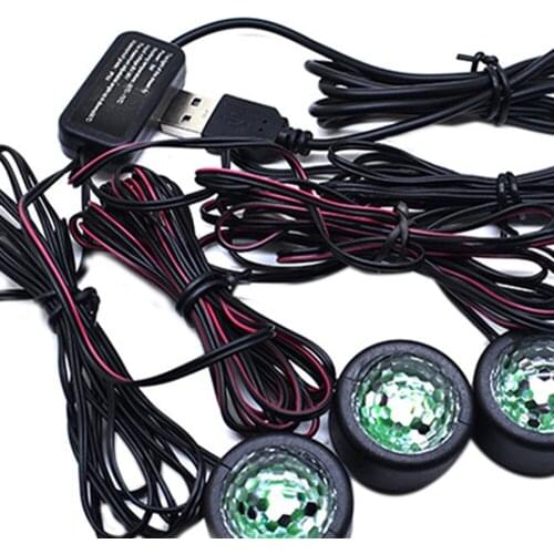 One drags four USB Car LED Atmosphere Lamp Color Gradient Interior Ambient Star Footwell Light new soles full of stars