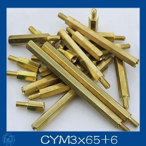Free shipping M3*65+6mm Column M3 Single head angle of six pillars/Brass screw/Six angle separation column/M3-Series Screw cap