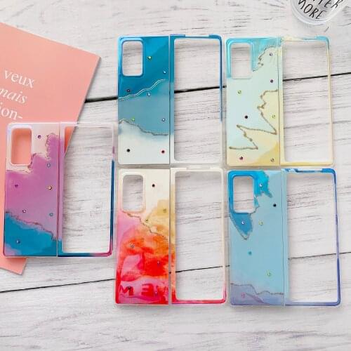 Blu ray diamond shell is suitable for Samsung Galaxy zfold 2 mobile phone case W21 mobile phone case f9160 case mobile phone bag
