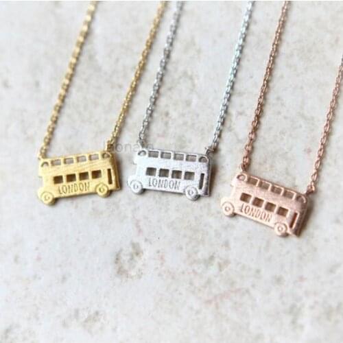 10pcs/lot London Bus Car Pendants Necklace Chain Men Women Statement Necklace Jewelry Gift