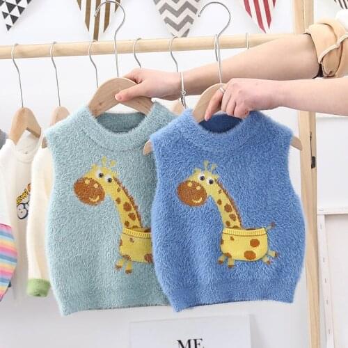 Childrens clothing mens and womens baby vest mink sweater knitted childrens Vest baby sweater