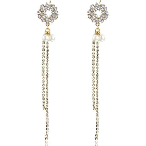 Long Tassel Zircon Rhinestone Earrings Ear Bones Charm Elegant Fashion Jewelry for Wedding Party Gift Earrings