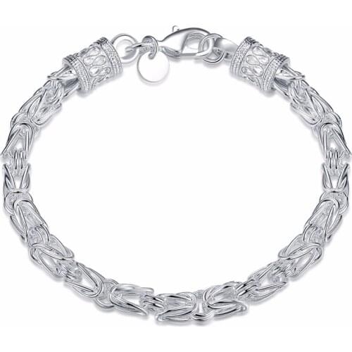 Hot 925 sterling silver lobster deduction male models geometric pattern hollow bracelet gave her boyfriends birthday gift