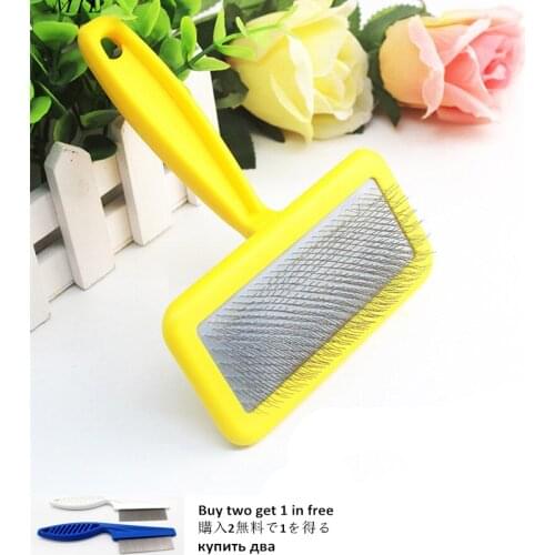 Dog Cat Comb Hair Remover Handle Shedding Fur Grooming Trimmer Pet Slicker Brush スリッカーブラシ Dog Accessories