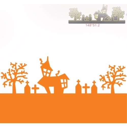 Halloween Haunted House Cemetery Metal Cutting Dies Stencils For DIY Decorative Embossing Handcraft Die Template 2021 New