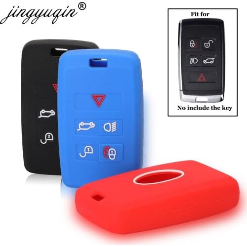 Jingyuqin 2018- Silicone Car Key Case Cover For Land Rover Discovers 4 5 Range Rover Evoque Freelander 2 Velar fit Jaguar E-Pace