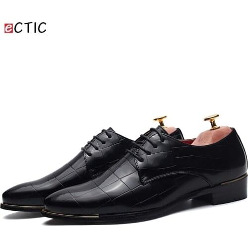 Ectic Checkered Classical Fashon Patent Leather Shoes for Mens Summer Dress Flats Moccasions Formal Business Dropshipping
