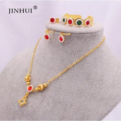 Baby jewelry sets 40cm Necklace bangles ring Earrings for Girl/boy Child Gold Color Jewellery set Infant Birthday Gifts jewelery