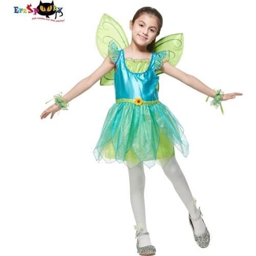 Eraspooky Girls Tinker Bell Costume Child Fairy Fancy Dress Up Cosplay Tinkerbell Halloween Costume 2021 New Arrival