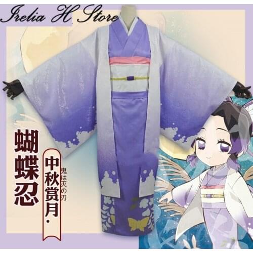 Anime Demond Slayer Kochou Shinobu Cosplay Costume kimono costumes